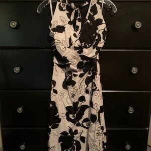 White House Black Market Black & White Floral Midi Dress